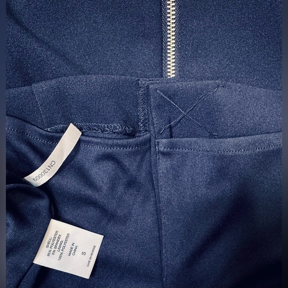 EUC NY&Co. Navy Blue Pleated Neck Sleeveless Dress Size S. Back Silver Full Zip - Picture 8 of 9